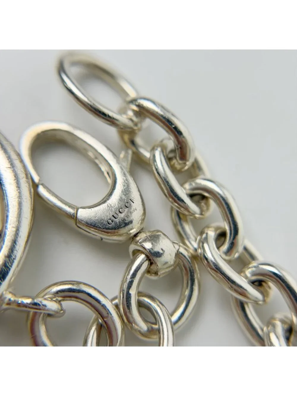 Gucci Interlocking Charm Chain Bracelet 925 Sterling Silver Vintage